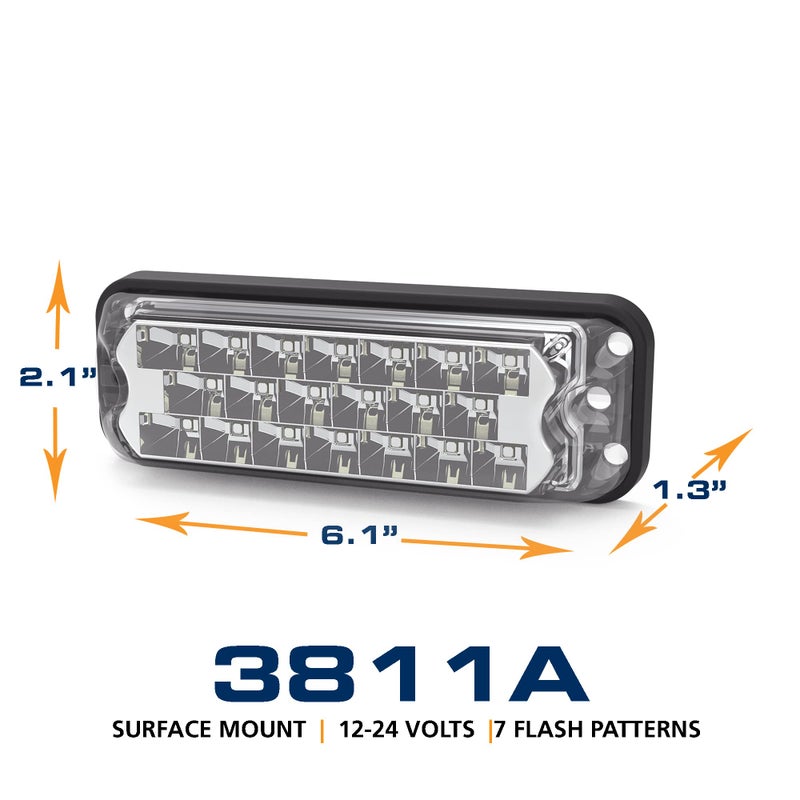 ECCO LED High-Intensity 20 LEDs Directional Amber Surface Mount 0.4 amps 12V 24V Waterproof 7 Flash Patterns Warning Light for Truck off Road car Commercial Vehicles, 5 Year Warranty - Image 3